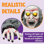 Light Up Zombie Groundbreaker Animated with bloodstain and Creepy Sound for Halloween Outdoor