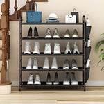 Metal Shoe Shelf Organizer With Side 8 Shoes Pockets