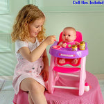 Baby Doll With Sturdy High Chair And Play Accessories Ages 2 Pink