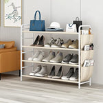 Metal Shoe Shelf Organizer With Side 8 Shoes Pockets