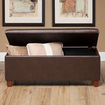 Homepop Large Leatherette Rectangular Storage Bench With Hinged Lid Chocolate Brown