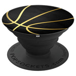 Golden Basketball On Black Grip And Stand For Phones And Tablets