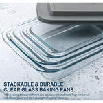 Rectangular Glass Bakeware Set With Lids 8 Pcs