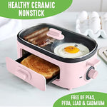 3 In 1 Breakfast Maker Station Healthy Ceramic Nonstick Dual Griddles For Eggs Meat And Pancakes