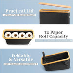 Bamboo Toilet Paper Holder Basket for Bathroom