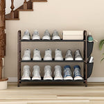 Metal Shoe Shelf Organizer With Side 8 Shoes Pockets