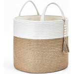 Decorative Rope Basket Wooden Bead Decoration with Handles
