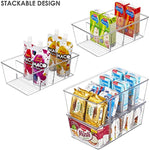 Clear Plastic Food Storage Organizer Bins for Packets, Snacks, Pouches & Spice Packets