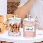 2 Pack Qtip Holder Dispenser for Cotton Ball, Cotton Swab, Cotton Round Pads, Floss - 10 oz