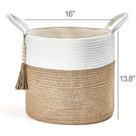 Decorative Rope Basket Wooden Bead Decoration with Handles