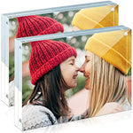 24mm Thick Frameless Clear Picture Frame, Free Standing Desktop Display Stand Acrylic Picture Frames