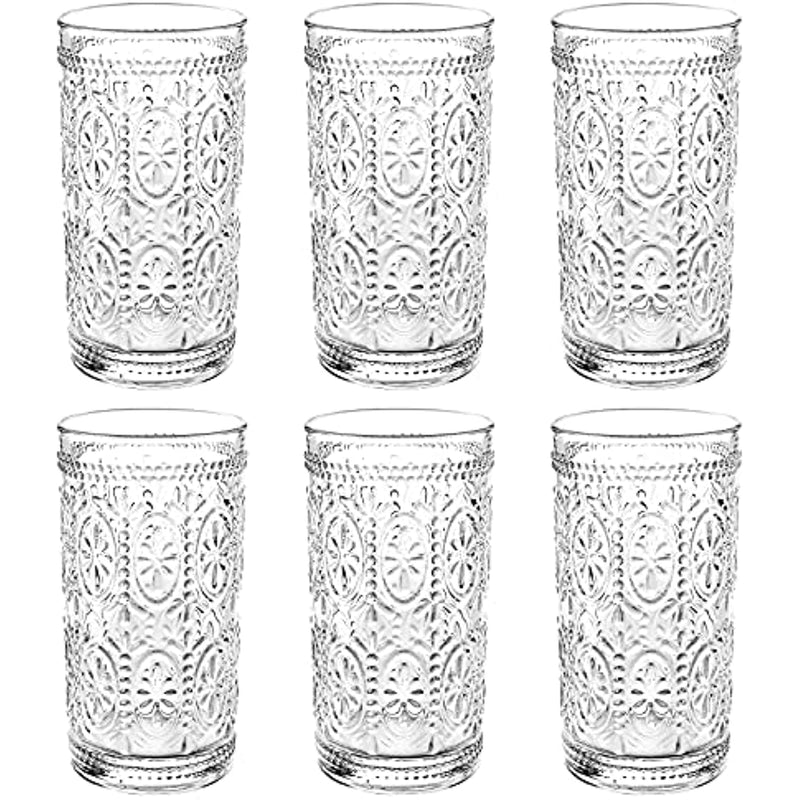 6 Pack 12 Oz Romantic Water Glasses Premium Drinking Glasses Tumblers For Beverages