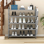 Metal Shoe Shelf Organizer With Side 8 Shoes Pockets