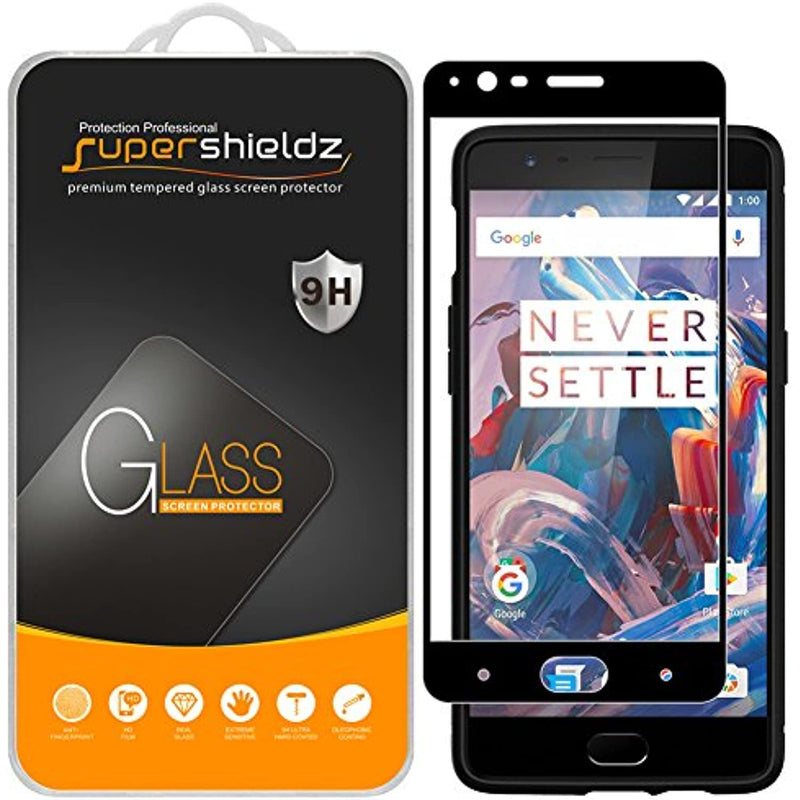 2 Pack Supershieldz Designed For Oneplus 3 And Oneplus 3T Tempered Glass Screen Protector Full Screen Coverage Anti Scratch Bubble Free Black
