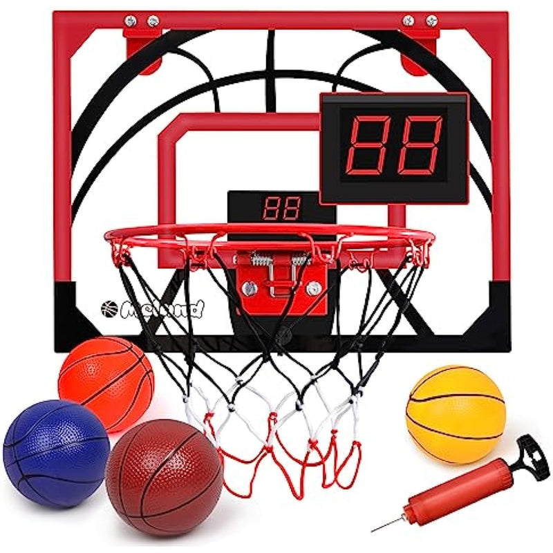 Mini Basketball Hoop For Door With Electronic Scoreboard 4 Balls Air Pump Included