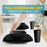 24 Piece Wheat Straw Square Dinnerware Set For 6