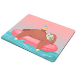 Smooffly Sloth Decor Mouse Pad Cute Cartoon Sloth In Inflatable Tube With Coctail Design Customized Rectangle Non Slip Rubber Mousepad Gaming Mouse Pads