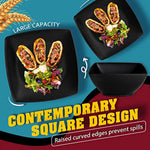 24 Piece Wheat Straw Square Dinnerware Set For 6