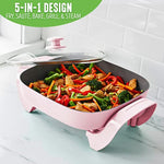12 5Qt Square Electric Skillet With Glass Lid