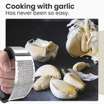 Garlic Press Stainless Steel With Free Silicone Garlic Peeler And Cleaning Brush