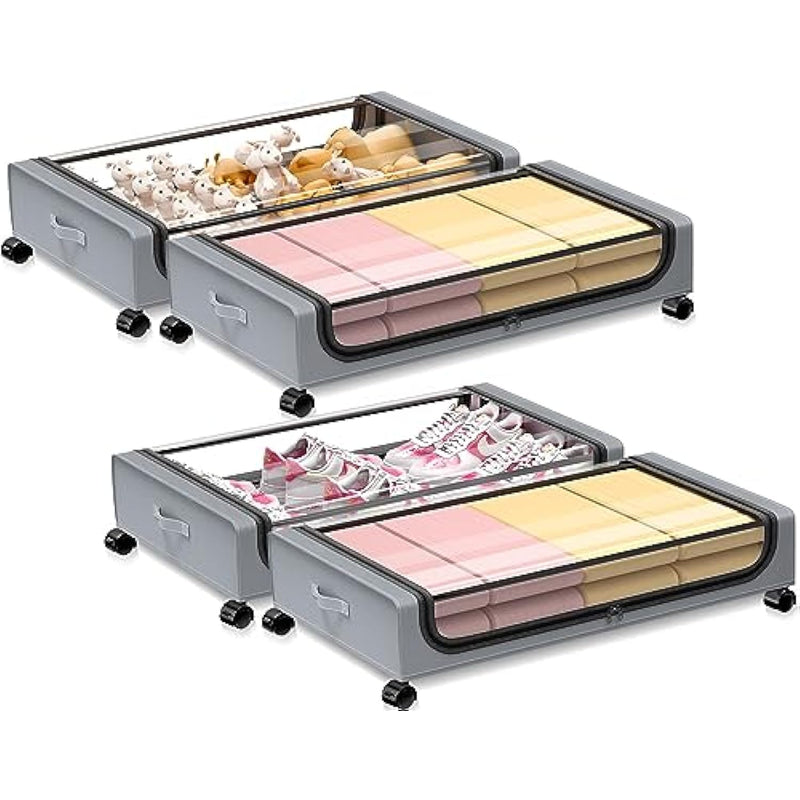 Upgraded Capacity Under Bed Storage Containers with Clear Lid