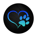 Turquoise Teal Blue Dog Paw Print Heart On Black Grip And Stand For Phones And Tablets