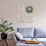 Wood Home Letters for Wall Art with Artificial Eucalyptus