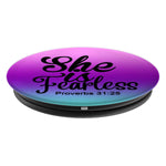 Black She Is Fearless On Teal Purple Pink Ombre Grip And Stand For Phones And Tablets