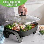 Healthy Ceramic Nonstick 12 5Qt Square Electric Skillet With Glass Lid
