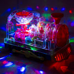 Transparent Electric Gear Train Toy With Flashing Lights And Music Battery Operated Bump Go Action Toy