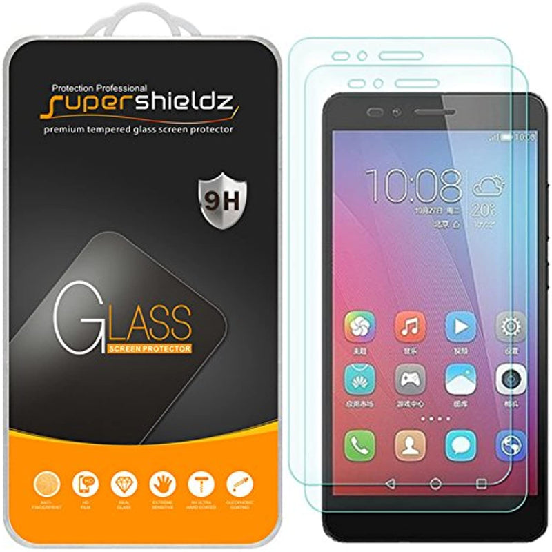 2 Pack Supershieldz Designed For Huawei Honor 5X Tempered Glass Screen Protector Anti Scratch Bubble Free