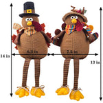 2 Pack Stuffed Turkey Couple Doll Thanksgiving Tabletop Decoration