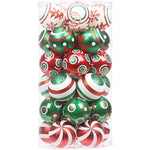 Contrast Color Theme Painting & Glittering Christmas Decorative Hanging Christmas Balls Ornaments Set