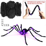 Giant Light up Black Hairy Spider Decoration for Best Halloween Party