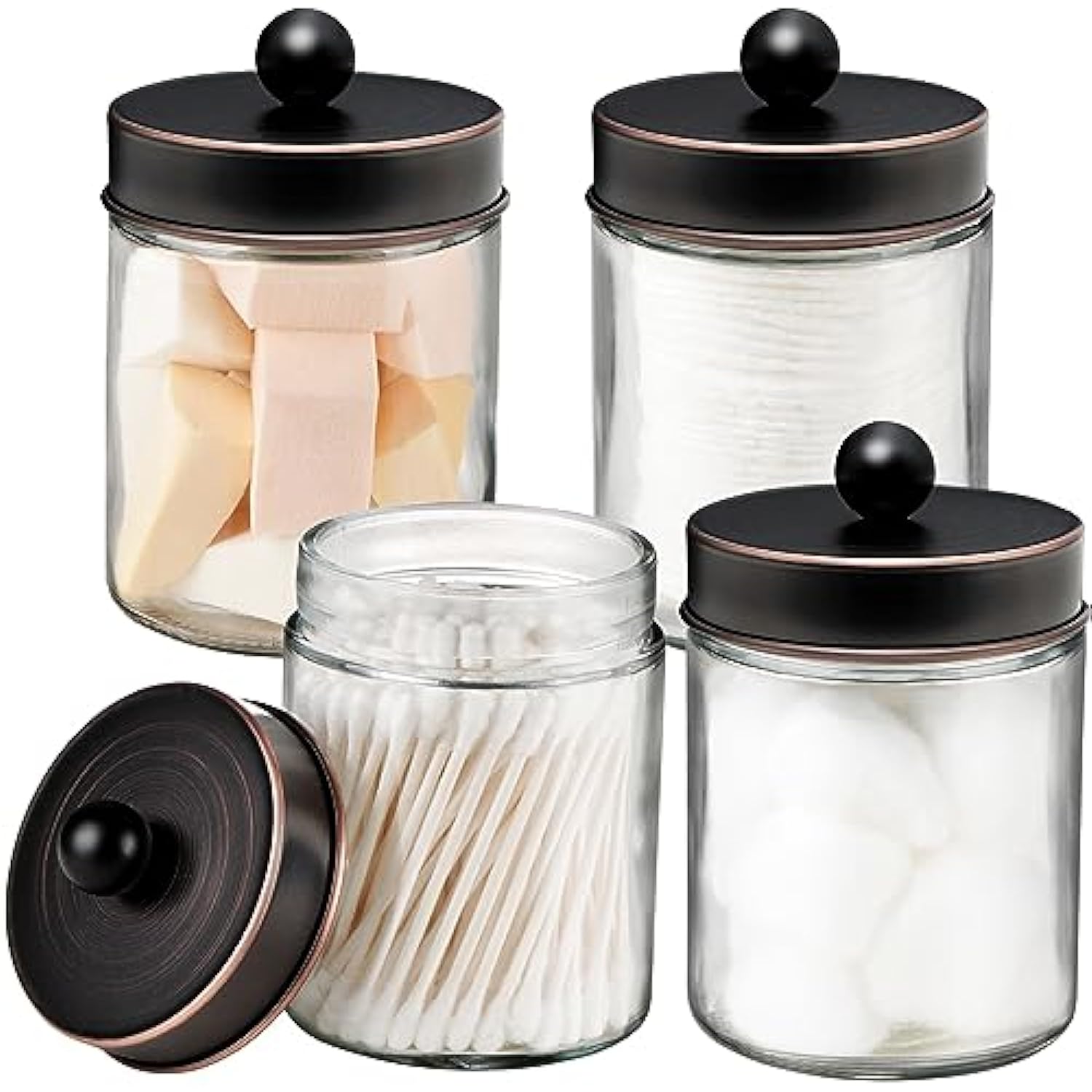 mDesign Glass Storage Apothecary Jar for Bathroom Vanity, 3 Pack