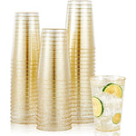 12Oz Champagne Gold Plastic Cups 100 Pcs