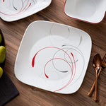 Triple Layer Glass And Chip Resistant Lightweight Square Plates And Bowls Set