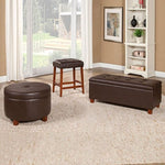 Homepop Large Leatherette Rectangular Storage Bench With Hinged Lid Chocolate Brown