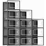 Large Shoe Organizers Storage Boxes For Closet 12 Pack Kuject Clear Plastic Stackable Shoe Containers Bins With Lids Great Substitute For Shoe Rack Under Bed Shoe Storage For Entryway Drop Front Fit Up To Womens Size 12 Black