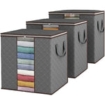 3 Pack Storage Containers Foldable Organizer with Reinforced Handle for Comforters & Bedding
