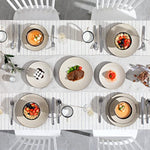 Embossed Vintage Look Gradient Green Dinnerware Tableware 16 Pieces Dinner Service Set For 4