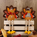 2 Pack Plush Stuffed Turkeys Shelf Sitters Figurine Gift for Thanksgiving