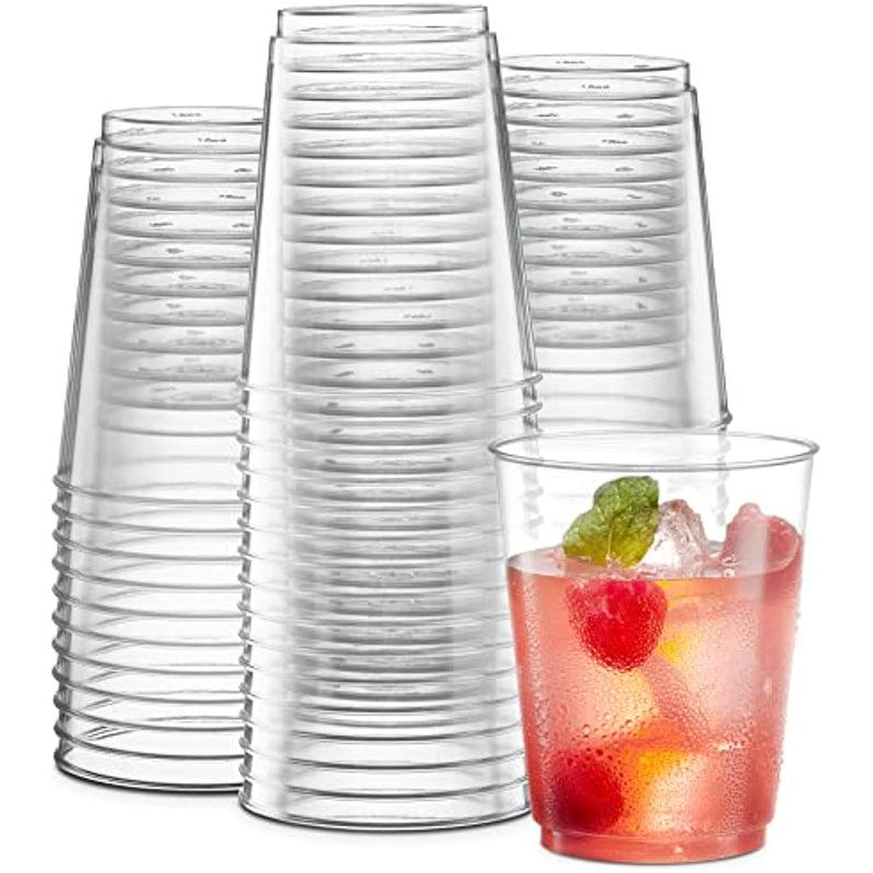 Disposable 10 Oz Crystal Clear Plastic Tumblers For Partys Weddings