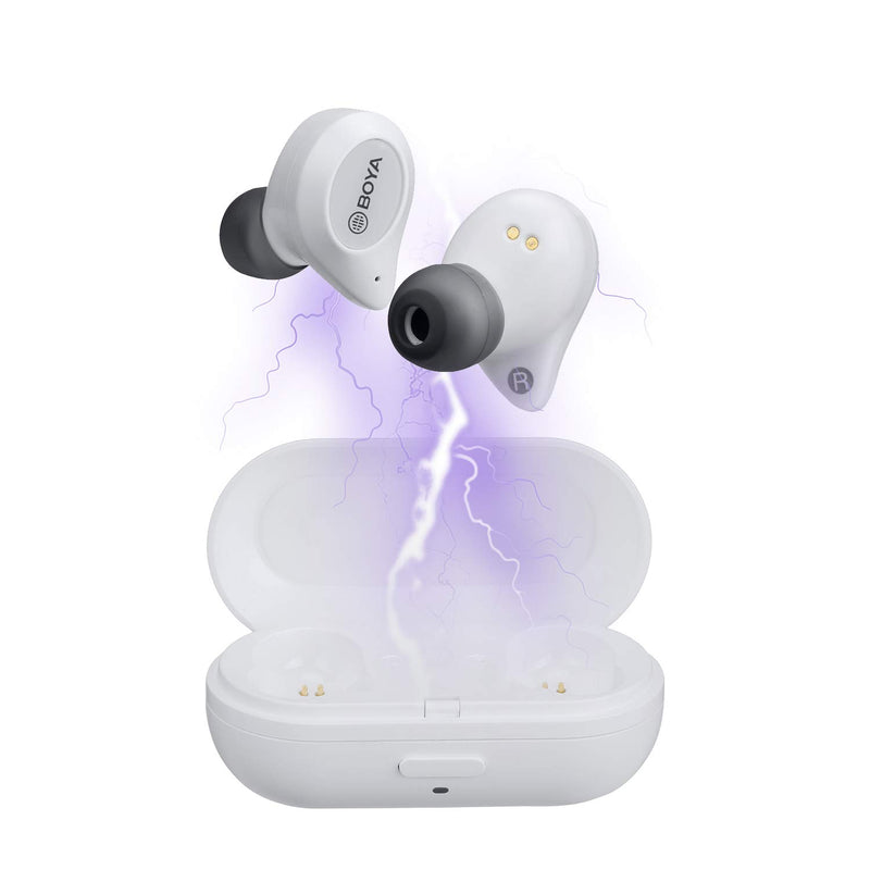True Wireless Earbuds Boya Blutooth 5 0 In Ear Tws Earbuds Touch Control Wireless Headphone Earphone With Charging Case Built In Microphone For Phone Calls Music Listening Sports White