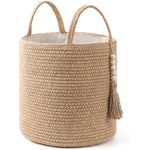 Decorative Rope Basket Wooden Bead Decoration with Handles