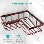 3-Pack Corner Adhesive Shower Caddy with Soap Holder and 12 Hooks