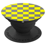 Gray And Yellow Checkered Pattern Checkerboard Yellow Gray Grip And Stand For Phones And Tablets