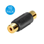 Electop 10 Pack Audio Video Gold Rca Female To Female Coupler Adapter
