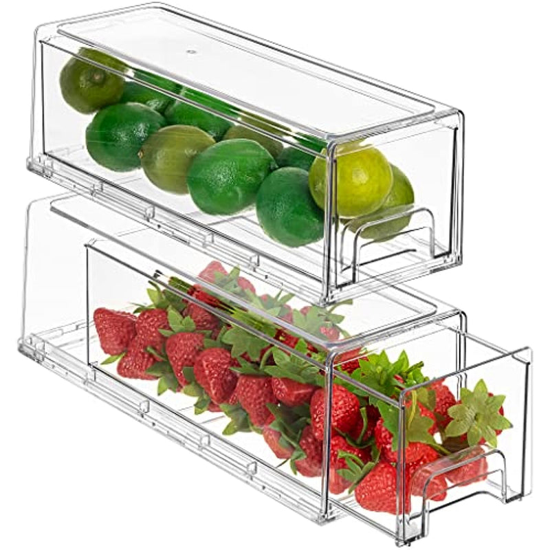 Clear Stackable Pull Out Refrigerator Organizer Bins – BlessMyBucket