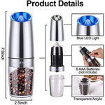 Battery Powered Gravity Electric Pepper Grinder With Led Light